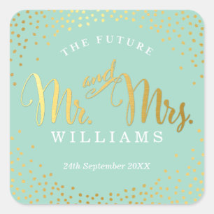 WEDDING SEAL stylish mini gold confetti mint