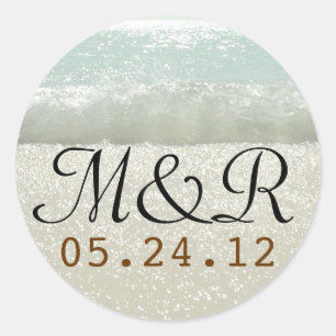 wedding seal with beach waves