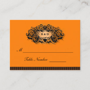 Wedding Seating Cards - Halloween Orange & Black