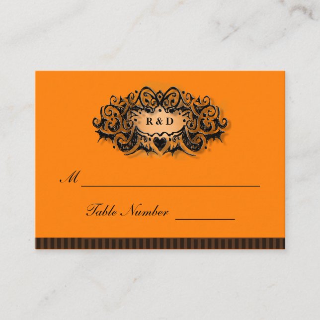 Wedding Seating Cards - Halloween Orange & Black (Front)