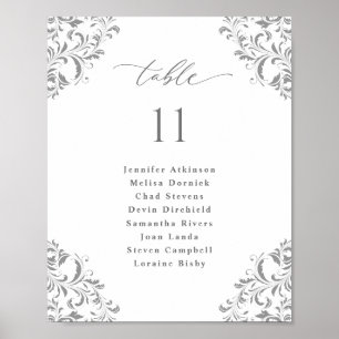 Wedding Seating Chart 8x10 Silver Grey Flourish
