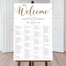 Wedding Seating Chart Alphabetical Order Gold Plan