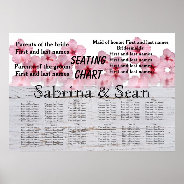 Wedding Seating Chart Blended Half and Half Design (Front)