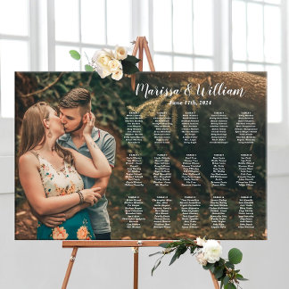 Wedding seating chart board with photo