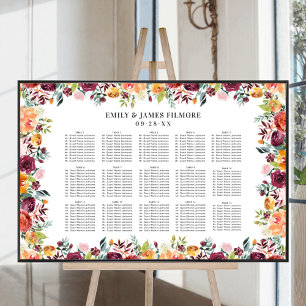 Wedding Seating Chart   Burgundy Rustic Romance