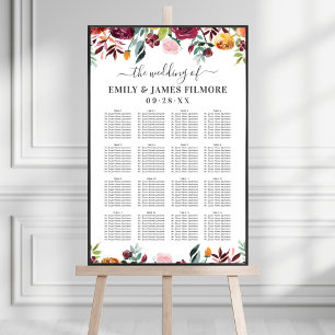 Wedding Seating Chart   Burgundy Rustic Romance