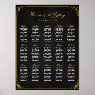 Wedding Seating Chart, Calligraphy Custom Colour Poster
