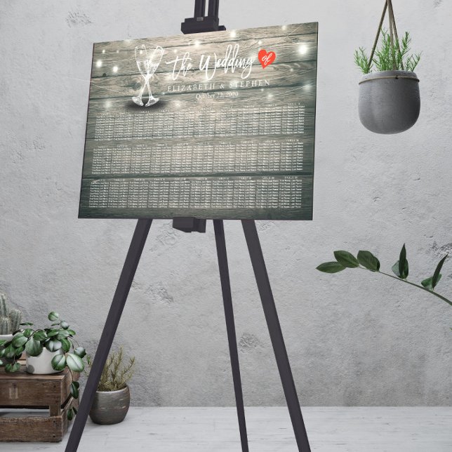 Wedding Seating Chart Champagne Glasses Wood Light (Creator Uploaded)