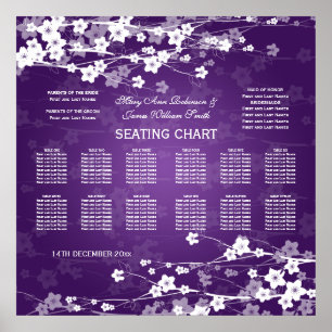 Wedding Seating Chart Cherry Blossom Purple
