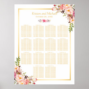 Wedding Seating Chart Classy Chic Floral Gold
