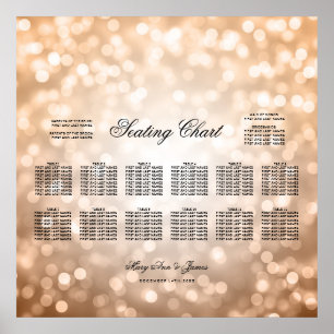 Wedding Seating Chart Copper Glitter Lights