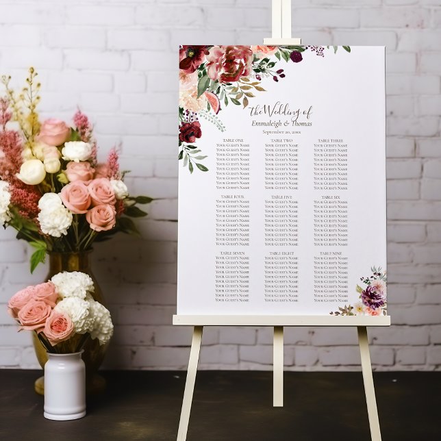 Wedding Seating Chart Elegant Autumn Floral (Creator Uploaded)