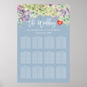Wedding Seating Chart Elegant Watercolor Succulent
