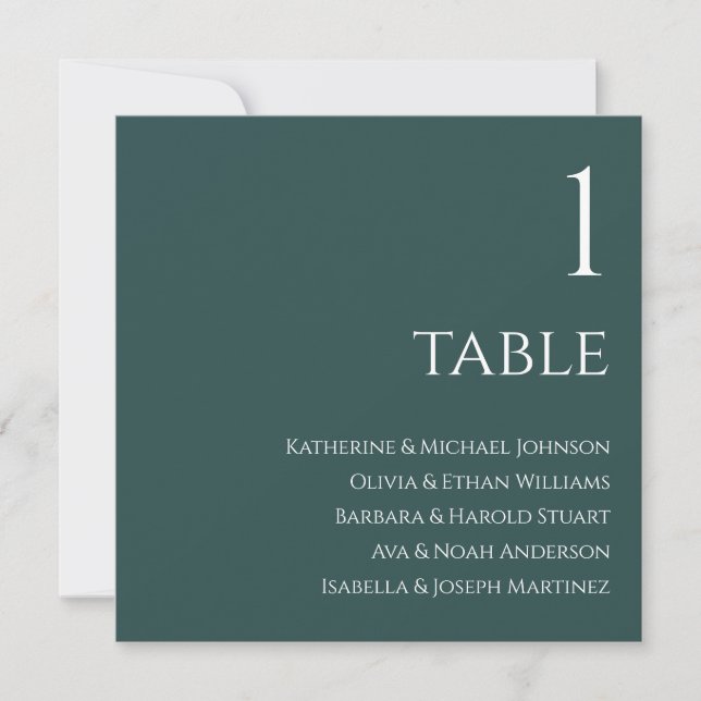 Wedding Seating Chart- Emerald Green and White Invitation (Front)