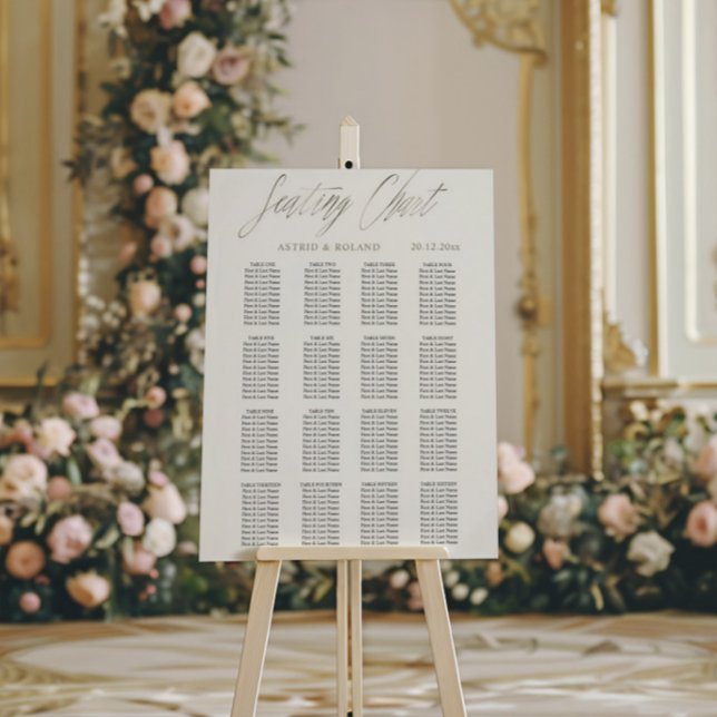 Wedding Seating Chart Faux Metallic Gold & White  (Creator Uploaded)