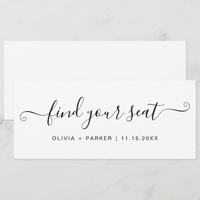 Wedding Seating Chart Find Your Seat Card (Front/Back)