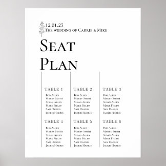 Wedding Seating Chart for 6 tables