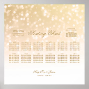 Wedding Seating Chart Gold Bokeh Sparkle Lights