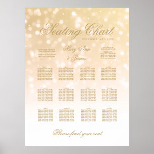 Wedding Seating Chart Gold Bokeh Sparkle Lights