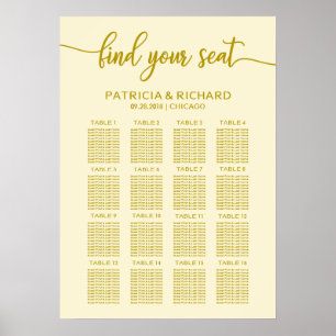 Wedding Seating Chart Gold Ivory Calligraphy
