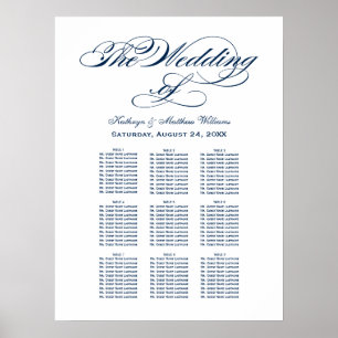 Wedding Seating Chart   Midnight Blue Calligraphy