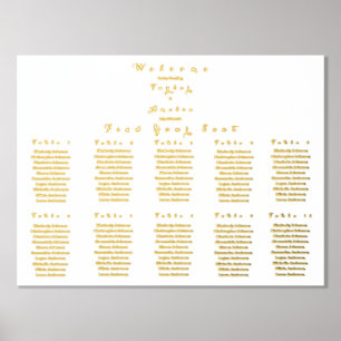 Wedding Seating Chart Minimal Real Gold Foil