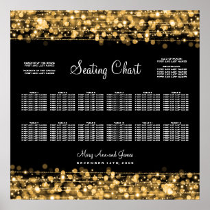 Wedding Seating Chart Party Sparkles Gold