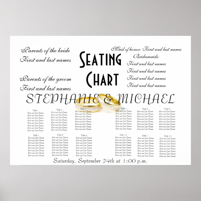 Wedding Seating Chart Peace Hope Love Destiny (Front)