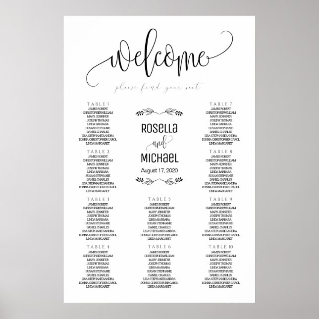 Wedding Seating Chart - Please Find Your Seat (Front)