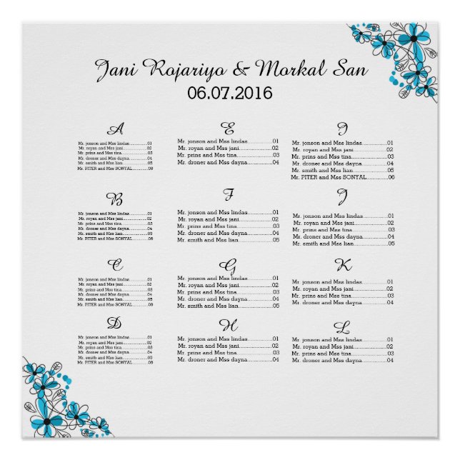 Wedding Seating Chart Poster (Front)