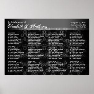 Wedding Seating Chart Poster Black Vintage