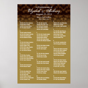 Wedding Seating Chart Poster Gold Floral