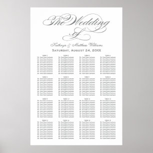 Wedding Seating Chart Poster Grey Calligraphy