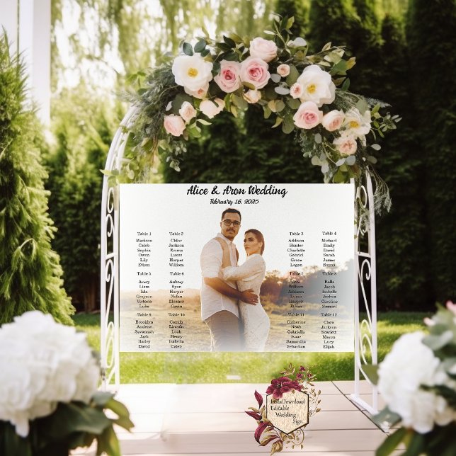 Wedding seating chart poster with photo (Creator Uploaded)