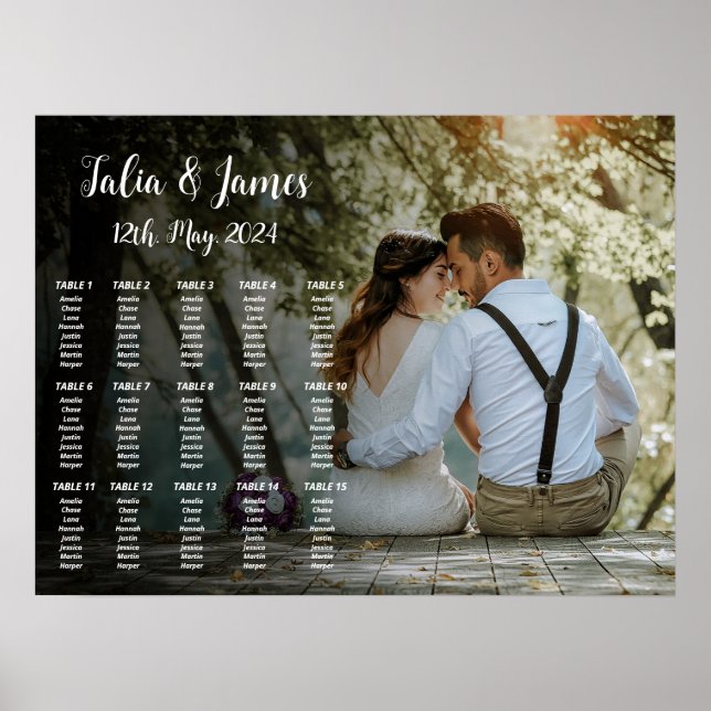 Wedding seating chart poster with photo (Front)