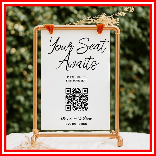 Wedding Seating Chart QR Code Elegant Script  (Creator Uploaded)