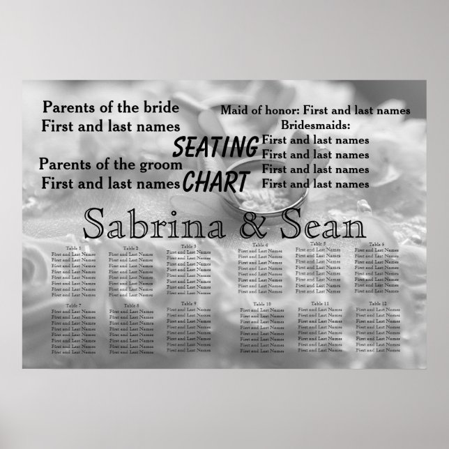 Wedding Seating Chart Romantic Destiny's Destiny (Front)