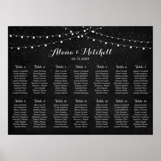 Wedding Seating Chart, Rustic Lantern Wedding Poster (Front)