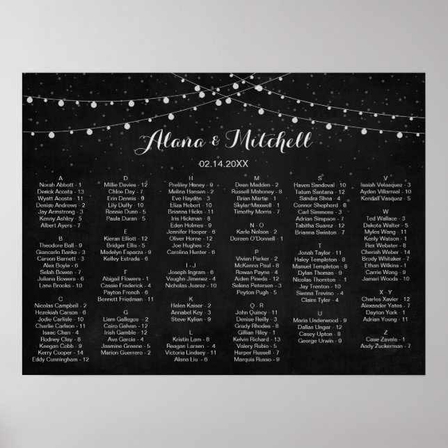 Wedding Seating Chart, Rustic Lantern Wedding Poster (Front)