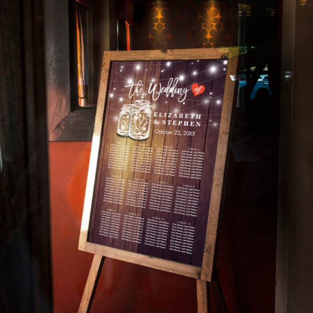 Wedding Seating Chart Rustic Wood Mason Jar Lights (Creator Uploaded)