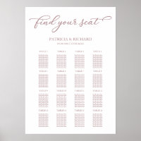 Wedding Seating Chart Sign Chic Rose Gold Script