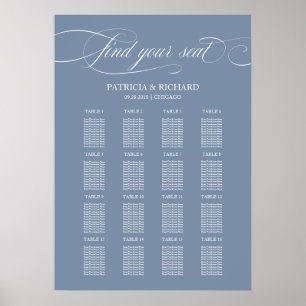 Wedding Seating Chart Sign Elegant Dusty Blue