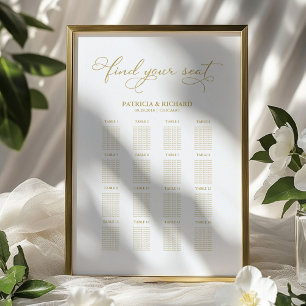 Wedding Seating Chart Sign Elegant Gold Foil