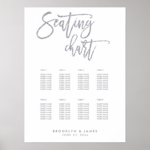 Wedding Seating Chart Silver Foil Effect 18x24