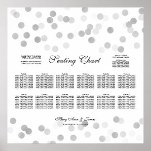 Wedding Seating Chart Silver Foil Glitter Lights