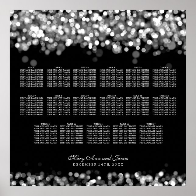 Wedding Seating Chart Silver Lights (Front)