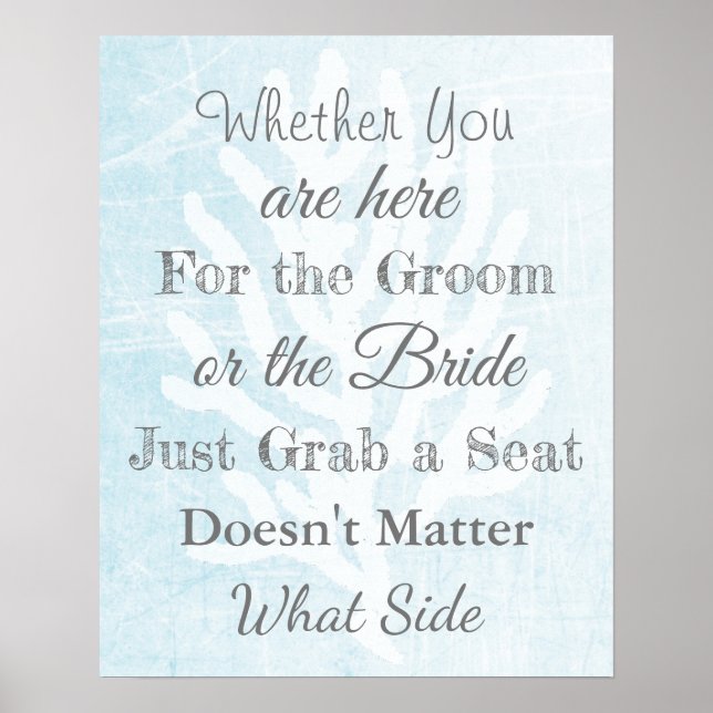 Wedding Seating Chart, Sit "wherever"  Poster (Front)