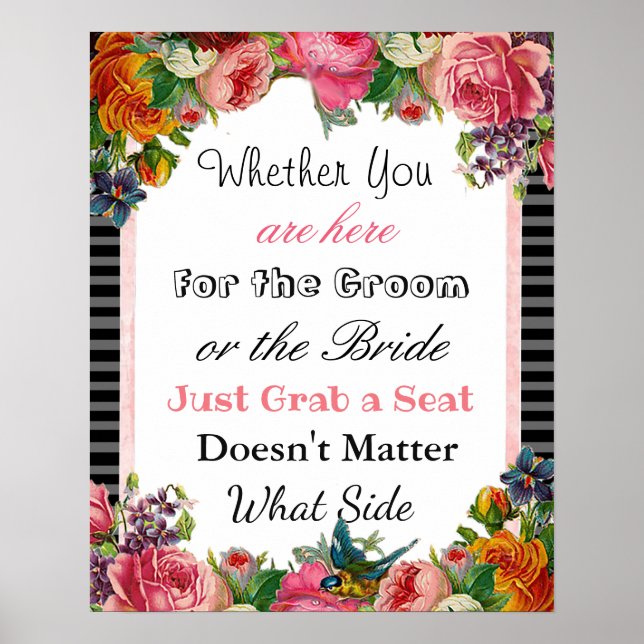 Wedding Seating Chart, Sit "wherever"  Poster (Front)