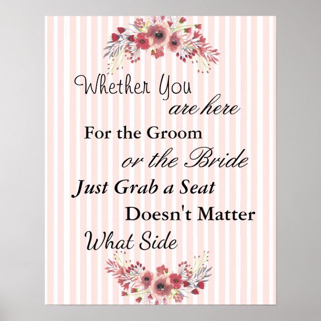 Wedding Seating Chart, Sit "wherever"  Poster (Front)