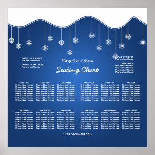 Wedding Seating Chart Snowflake Decoration Blue